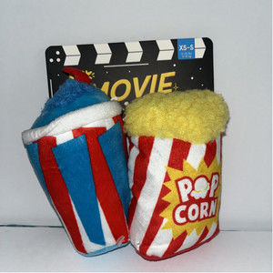 Bark Box Soft Dog Toy XS-S Movie Bites Popcorn Drink Crinkle Squeaker 2 pc set
